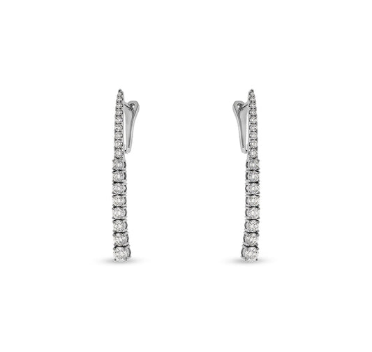 Round Diamond With Prong Set White Gold Plug Earrings