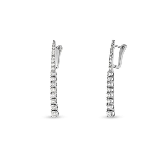 Round Diamond With Prong Set White Gold Plug Earrings