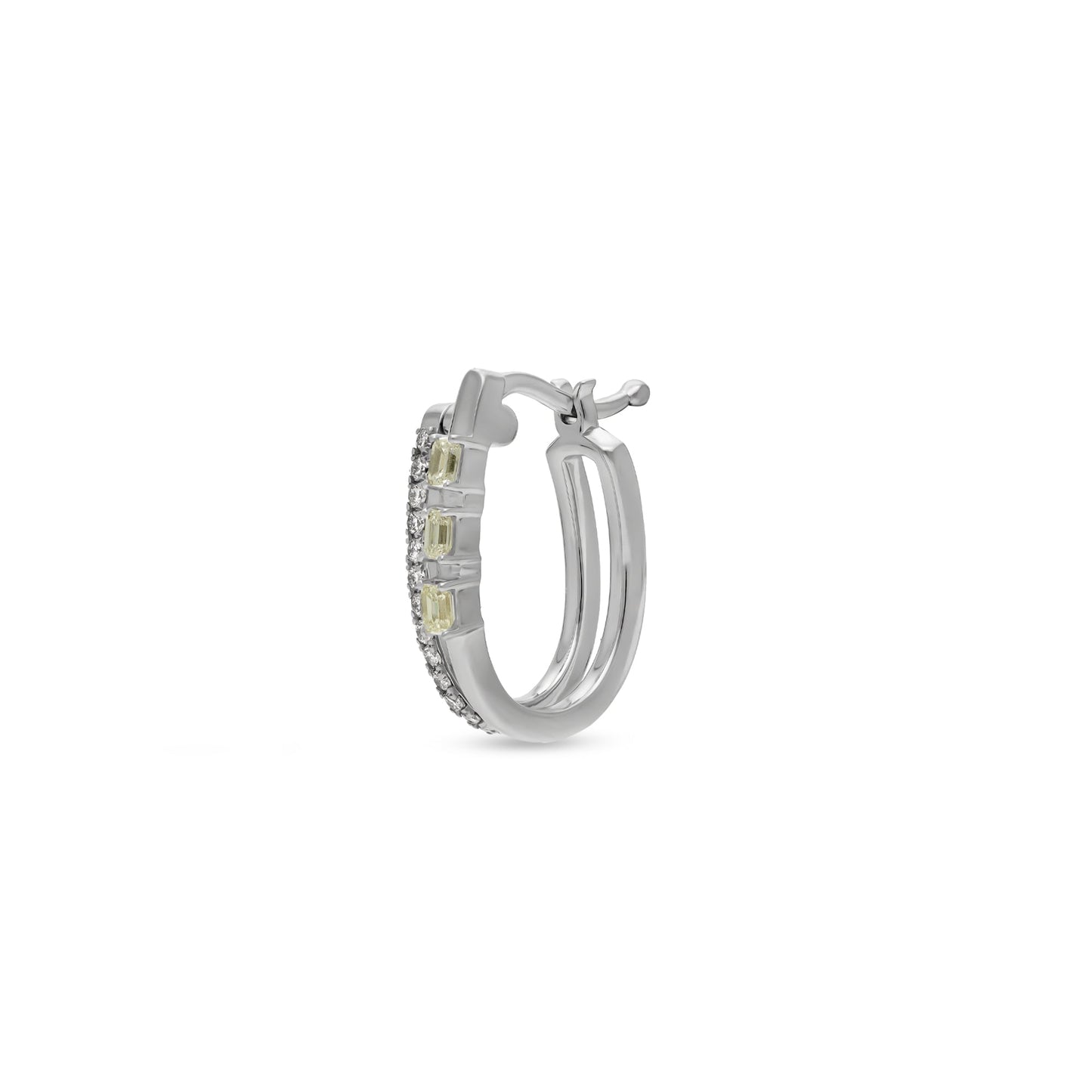 Серьги-кольца из белого золота с изумрудами и бриллиантами 