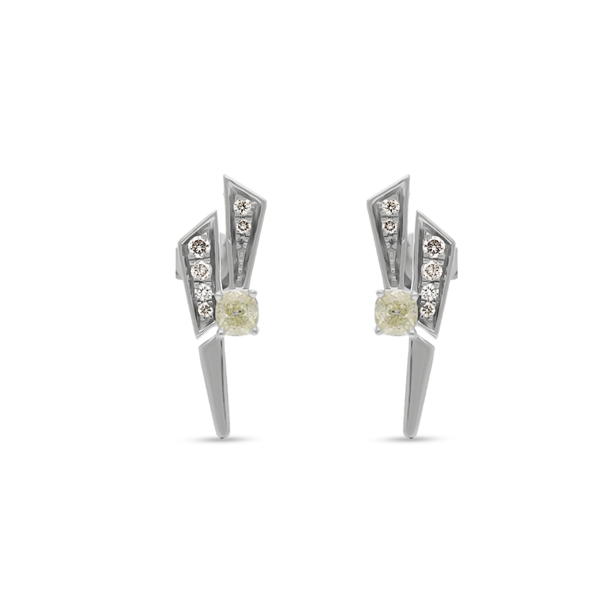 Cushion and Round Cut Diamond White Gold Stud Earrings