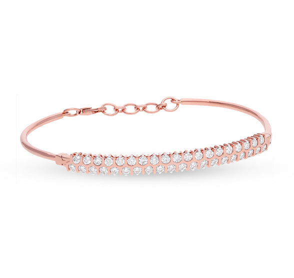 Eternity Classic Bar With Round Natural Diamond Rose Gold Lobster Claw Clasp Bracelet