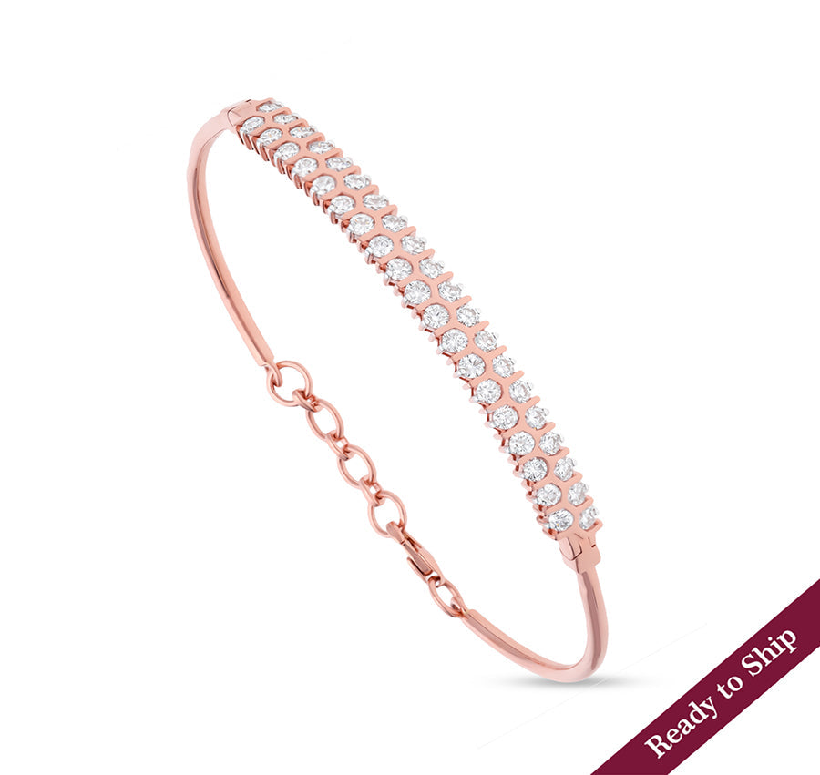 Классический браслет Eternity Bar с круглым браслетом из розового золота с натуральными бриллиантами и застежкой-когтем омара 