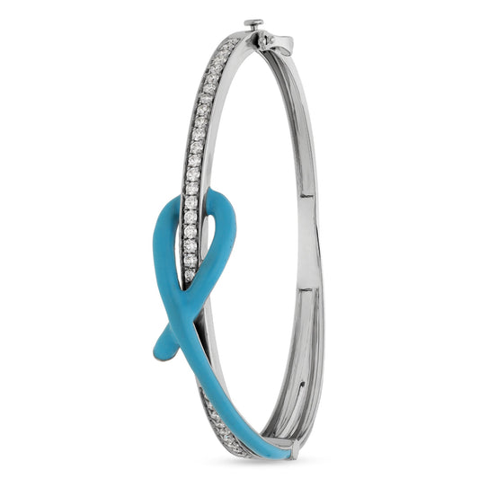 Enamel Sky Blue Round Diamond Gb Lock Women Bracelet