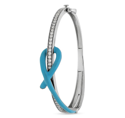 Enamel Sky Blue Round Diamond Gb Lock Women Bracelet