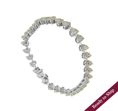 Heart Shape Diamond Channel White Gold Tennis Bracelet
