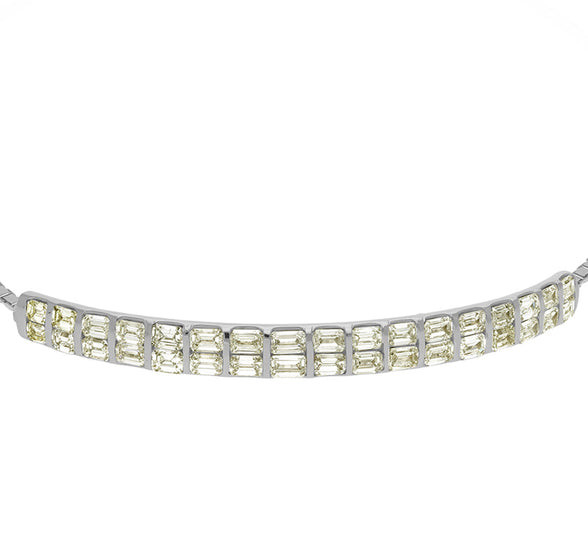 Natural Emerald Cut Diamond White Gold Bolo Bracelet