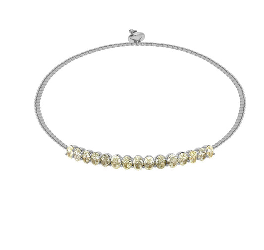 Oval Diamond With Channel Set White Gold Bolo Bracelet