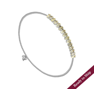 Oval Diamond With Channel Set White Gold Bolo Bracelet