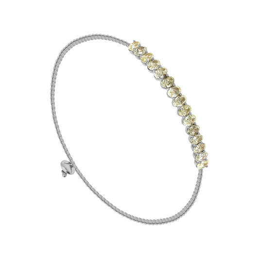 Oval Diamond With Channel Set White Gold Bolo Bracelet