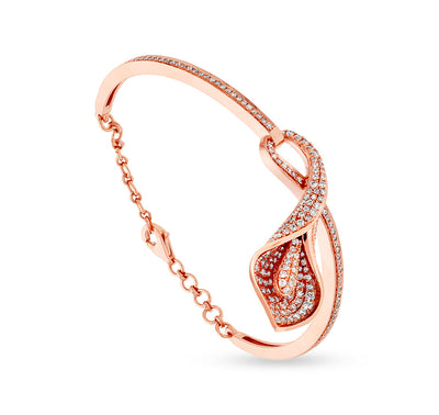 Браслет с застежкой-омаром из розового золота в форме раковины, круглый натуральный бриллиант 