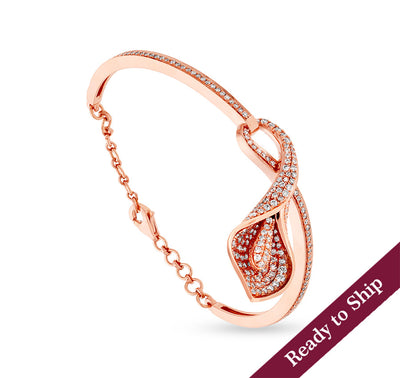 Conch Shell Shape Round Natural Diamond Rose Gold Lobster Clasp Bracelet
