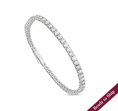 Round Cut Natural Diamond With prong Set White Gold Gb Clasp Eternity Tennis Bracelet