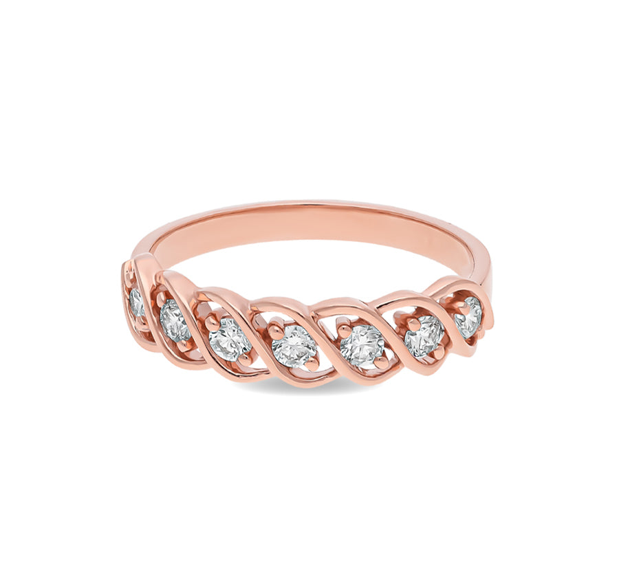 Round Shape Natural Diamond With Prong Set Rose Gold Casual Ring