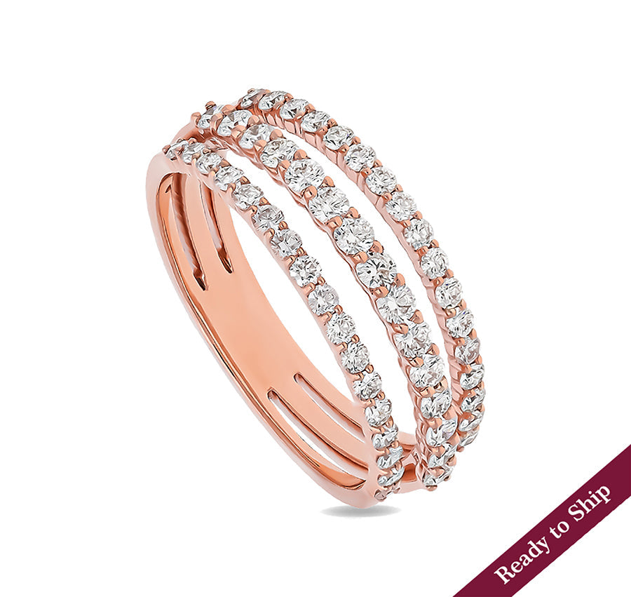 Повседневное кольцо из розового золота с круглым натуральным бриллиантом и зубцом 