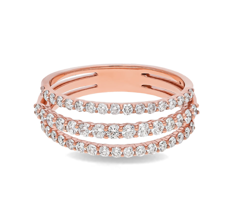 Повседневное кольцо из розового золота с круглым натуральным бриллиантом и закрепкой 