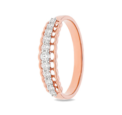 Повседневное кольцо из розового золота круглой формы с натуральным бриллиантом и зубцом в закрепке 