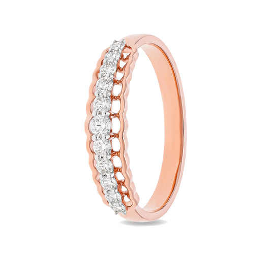 Повседневное кольцо из розового золота круглой формы с натуральным бриллиантом и зубцом в закрепке 