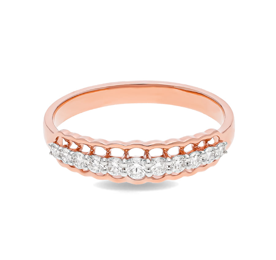 Round Shape Natural Diamond With Prong Setting Rose Gold Casual Ring