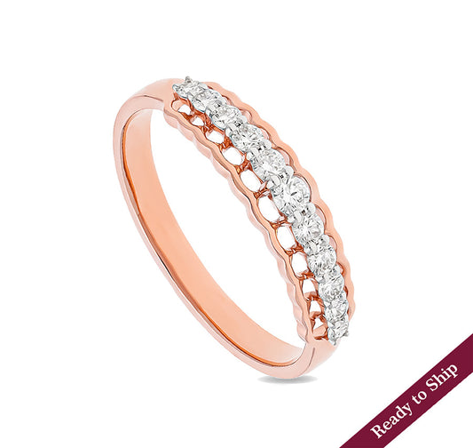 Round Shape Natural Diamond With Prong Setting Rose Gold Casual Ring
