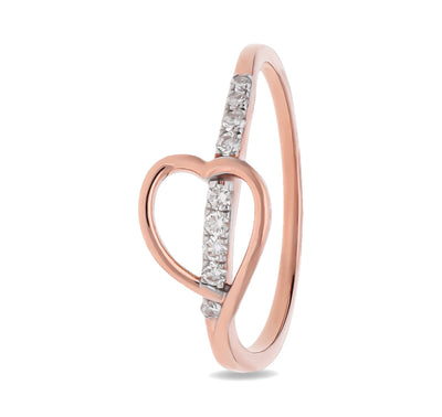 Heart Shape Round Cut Diamond With Prong set Rose Gold Casual Ring