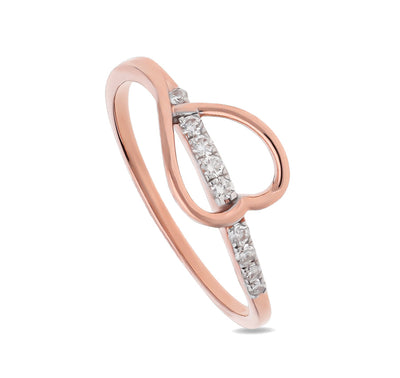 Повседневное кольцо из розового золота с бриллиантом круглой огранки и зубцом в форме сердца 