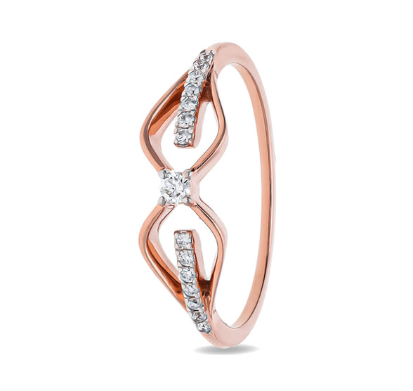 Infinity Shape Round Natural Diamond With Prong Setting Rose Gold Casual Ring