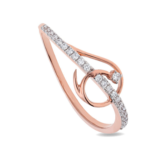 Eroteme Shape Round Natural Diamond With Prong Setting Rose Gold Casual Ring