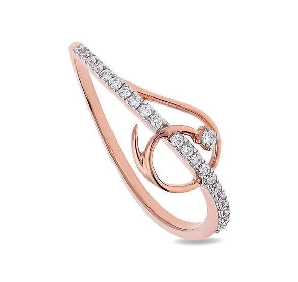 Eroteme Shape Round Natural Diamond With Prong Setting Rose Gold Casual Ring