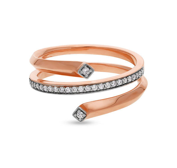 Spiral Shape With Round Natural Diamond Rose Gold Casual Ring