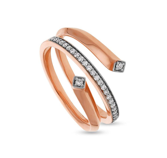 Spiral Shape With Round Natural Diamond Rose Gold Casual Ring