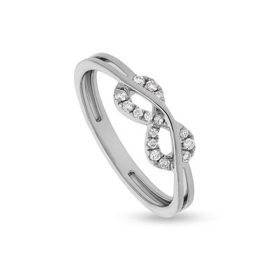 Infinity Shape With French Setting Natural Diamond  White Gold Casual Ring