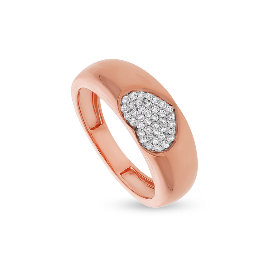Повседневное кольцо из розового золота в форме сердца с паве 