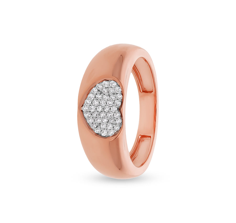 Heart Shape With Pave Setting Rose Gold Casual Ring