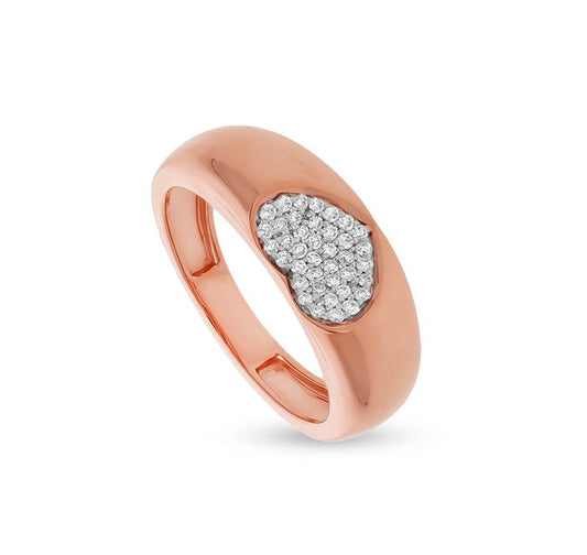 Heart Shape With Pave Setting Rose Gold Casual Ring