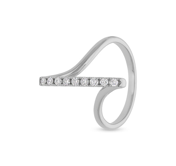 Round Shape Natural Diamond With Channel set White Gold Casual Ring