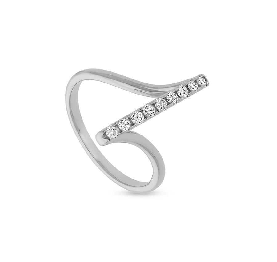 Round Shape Natural Diamond With Channel set White Gold Casual Ring