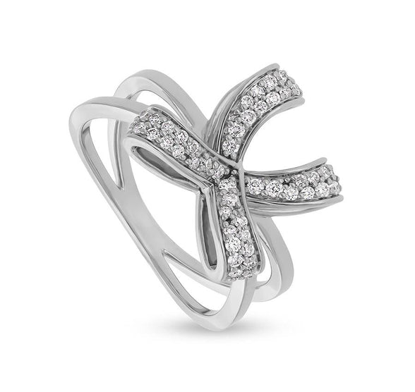 Bow Shape Natural Diamond White Gold Woman ikdienas gredzens 