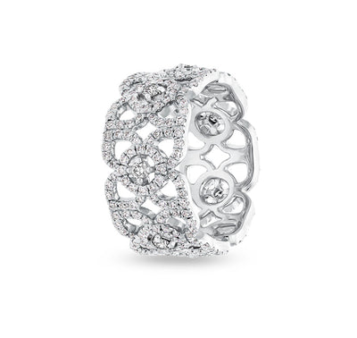 Round Shape Diamond With French Setting White Gold Wedding Ring