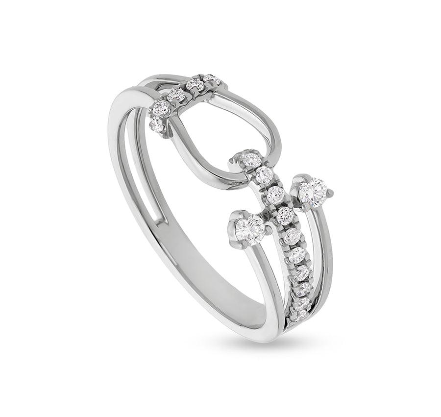 Round Shape Diamond With Prong Setting White Gold Promise Casual Ring