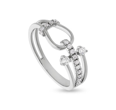 Round Shape Diamond With Prong Setting White Gold Promise Casual Ring