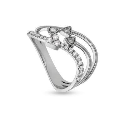 Trinity Triangle Shape With Round Natural Diamond White Gold Casual Ring