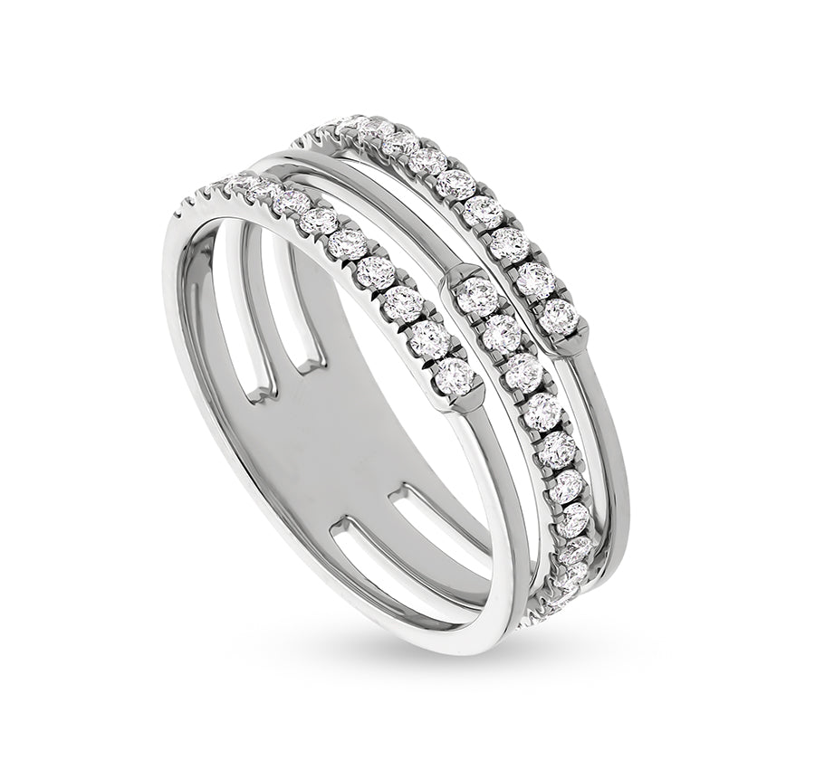 Повседневное кольцо из белого золота с круглым натуральным бриллиантом и французской оправой 