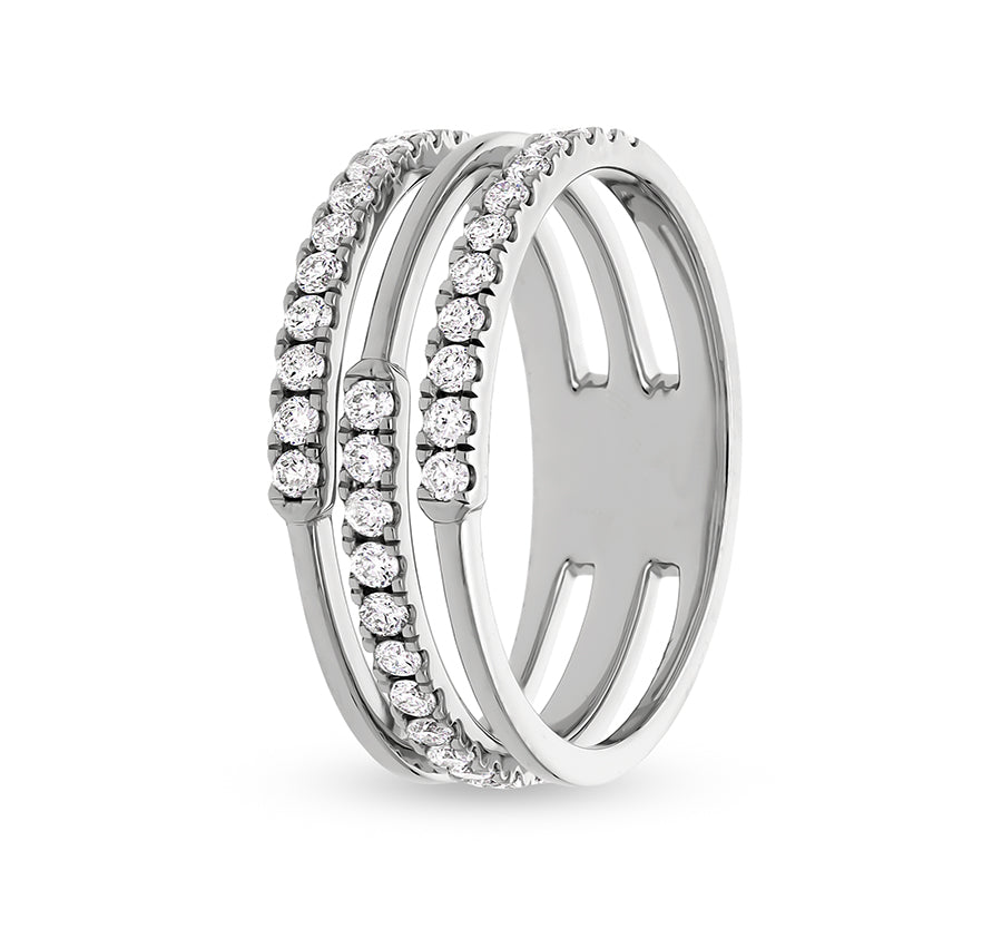 Round Natural Diamond With French Setting White Gold Casual Ring