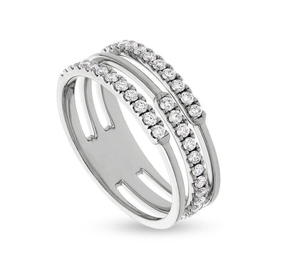 Round Natural Diamond With French Setting White Gold Casual Ring