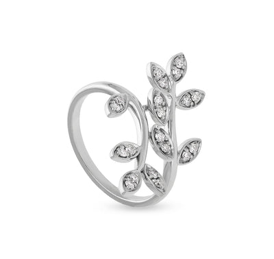 Lapu stila sterliņu mārciņas formas apaļš dabiska dimanta baltā zelta ikdienas gredzens 