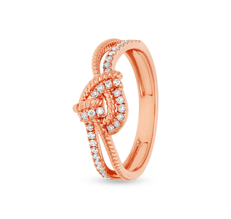 Knot Shape With Round Natural Diamond Rose Gold Casual Ring