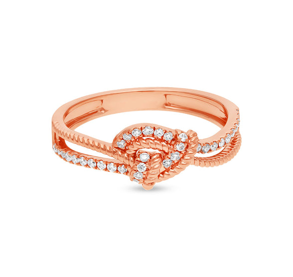 Knot Shape With Round Natural Diamond Rose Gold Casual Ring