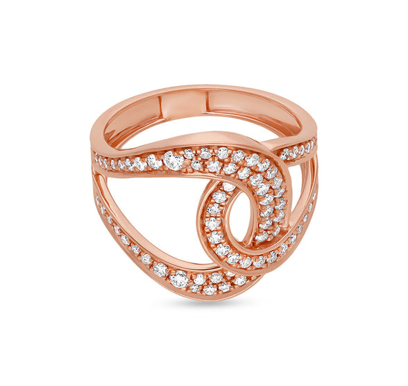 Round Shape Natural Diamond Connected Rose Gold Casual  Ring