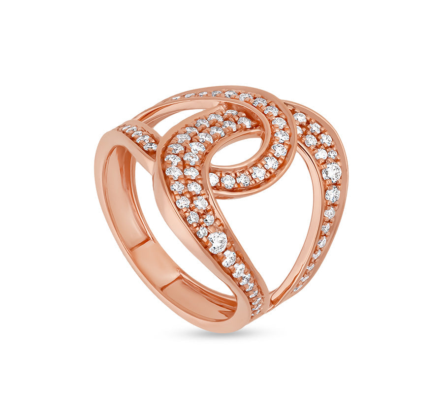 Round Shape Natural Diamond Connected Rose Gold Casual  Ring