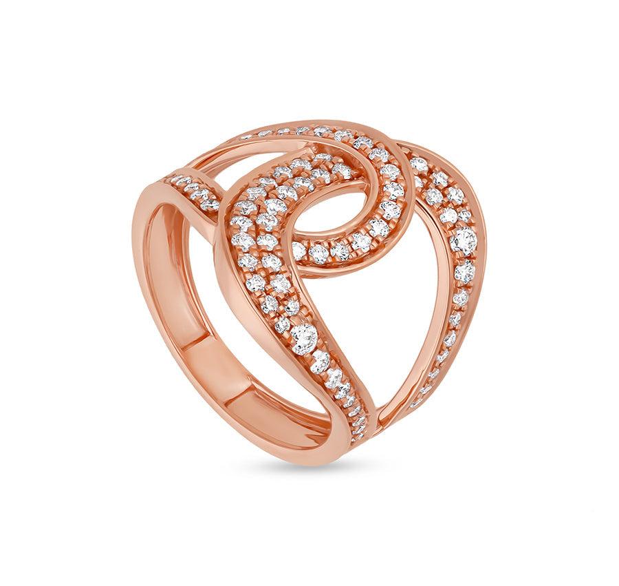 Round Shape Natural Diamond Connected Rose Gold Ring